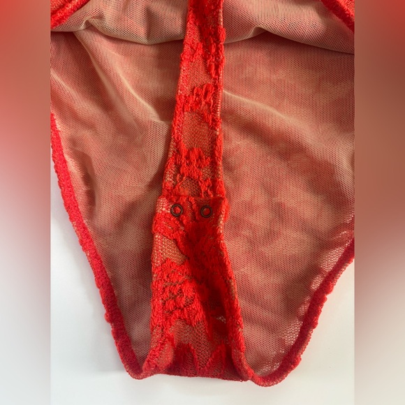 Free People orange Intimately Sheer Lace  Body Suit Size XS - Picture 5 of 7